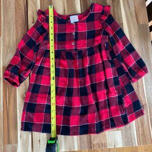 Jumping Beans Buffalo Plaid Dress Girls 6 Silver Details Glitter Buttons Soft